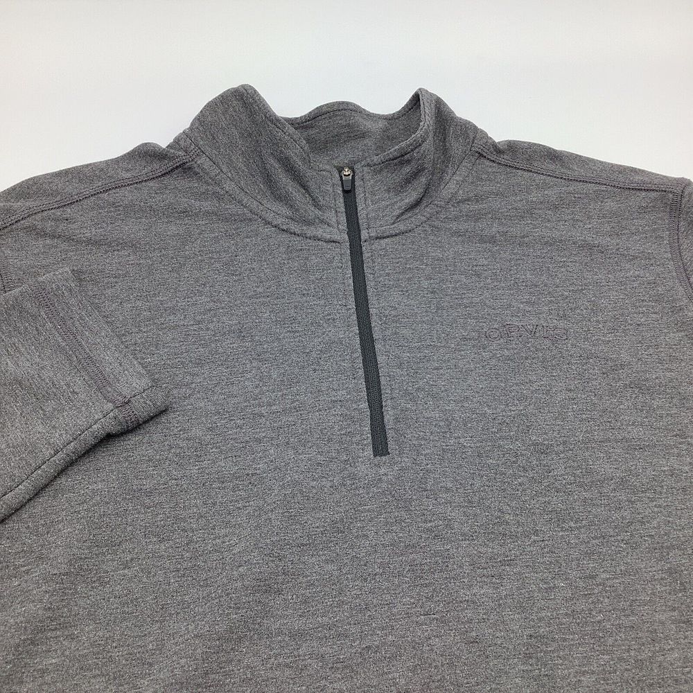Orvis Mens Long Sleeve 1/4 Zip Pullover Gray Size Large